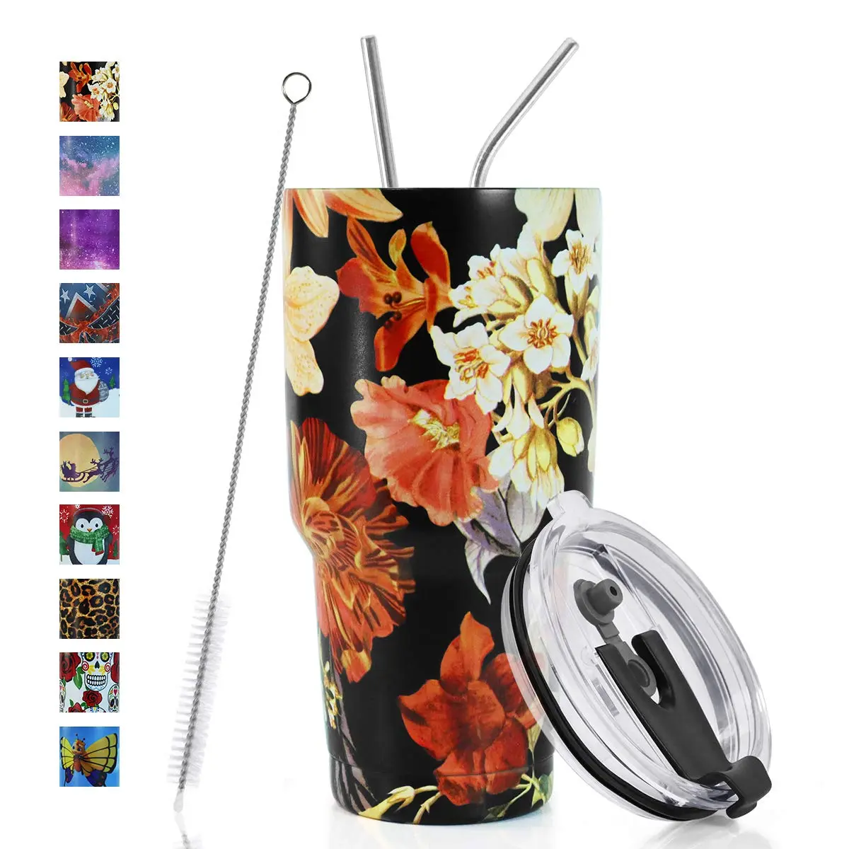 SYACOT 30oz Tumbler Double Wall Stainless Steel Vacuum Insulated Travel Mug with Splash-Proof Lid Metal Straw and Brush | Hot & Cold 30oz - main product image