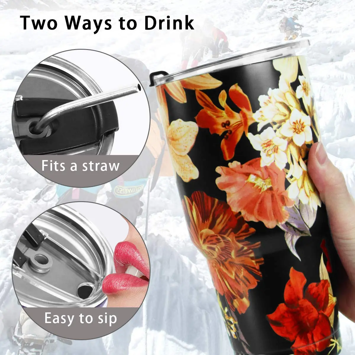 SYACOT 30oz Tumbler Double Wall Stainless Steel Vacuum Insulated Travel Mug with Splash-Proof Lid Metal Straw and Brush | Hot & Cold 30oz - view 3