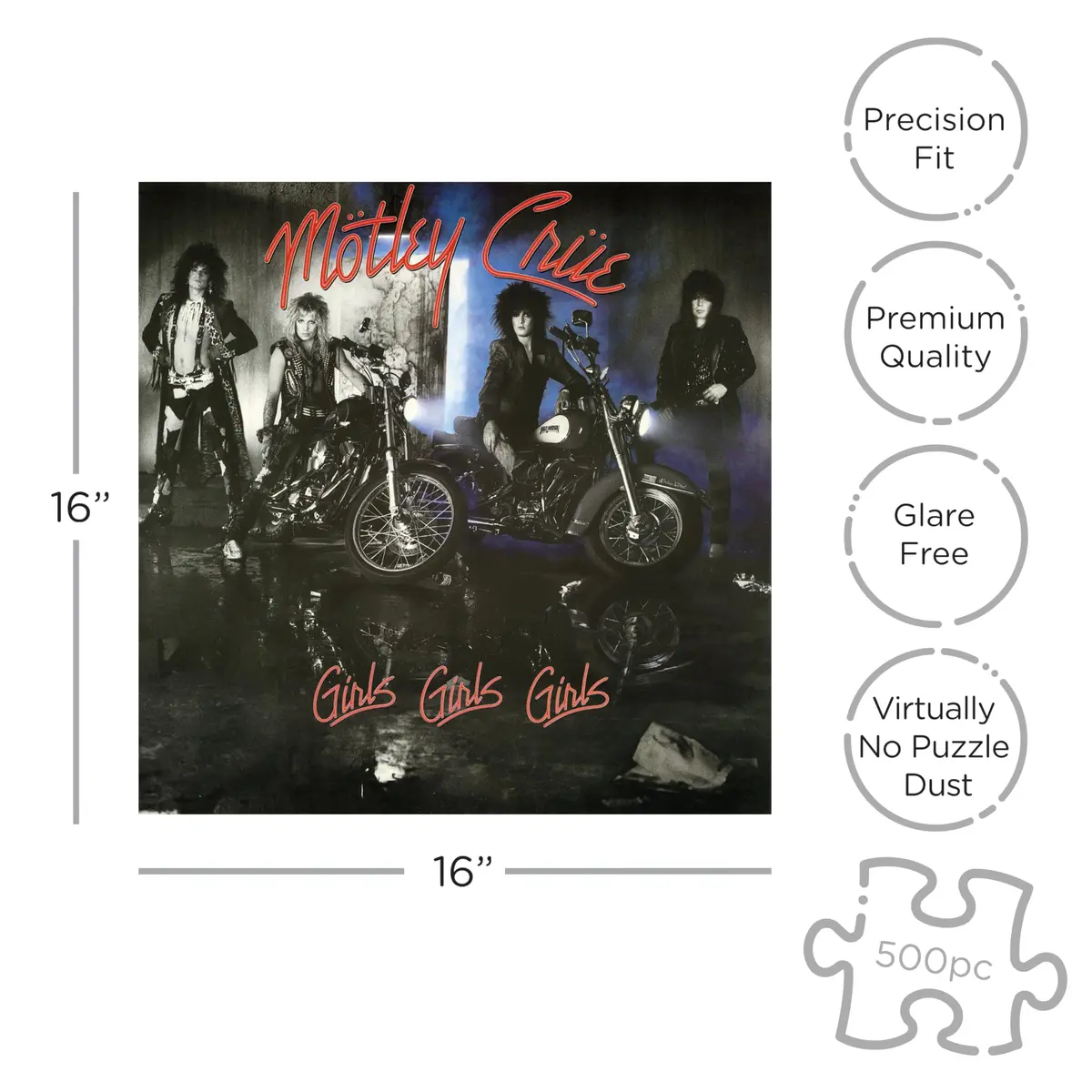 RockSaws Motley Crue 500 Piece Jigsaw Puzzle | Music & Rock Theme, 12.2" x 12.2" - view 2