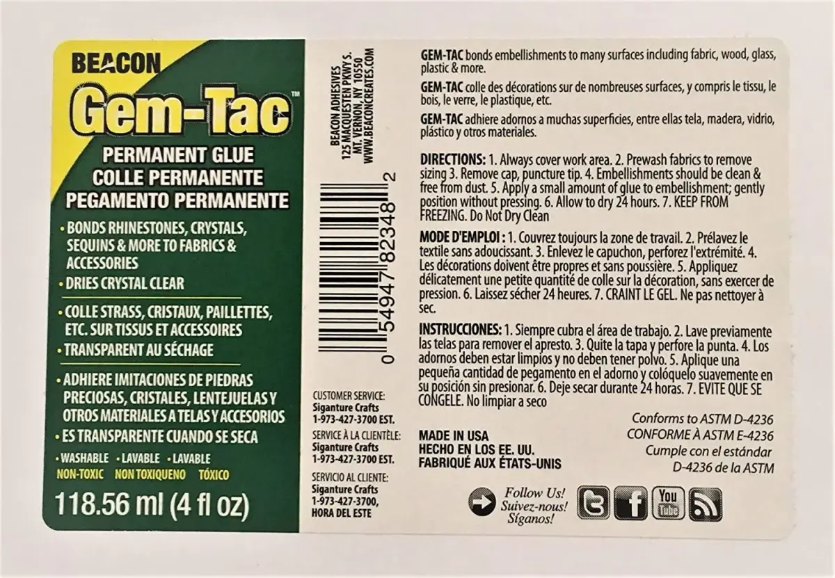 Beacon Gem-Tac Permanent Adhesive Gel 237ml (8 Fl Oz) | Dries Crystal Clear - view 6