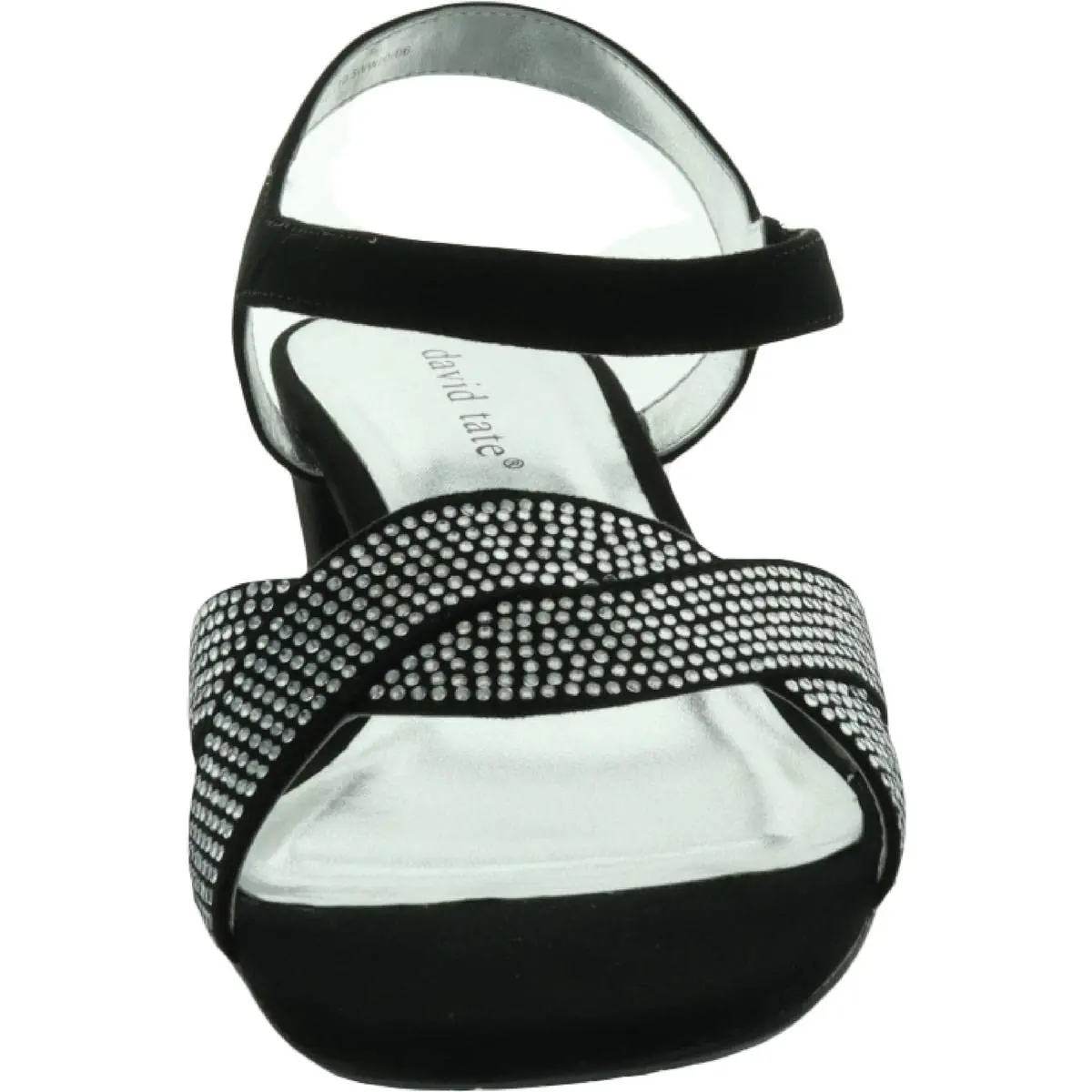 David Tate Rain Black 9 Medium | Rhinestone Strappy Wedge Sandal with Block Heel (9 US) - view 5