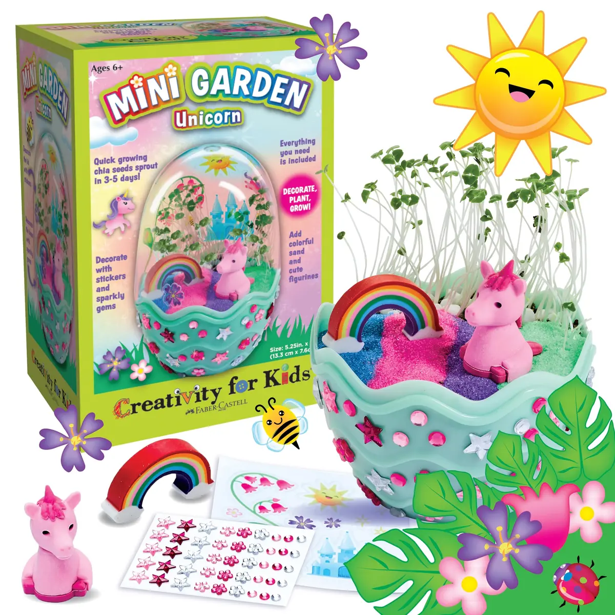 Creativity for Kids Unicorn Egg Terrarium Mini Garden Kit | 17.78 cm (7 in) h x 12.07 cm (4.75 in) w - main product image