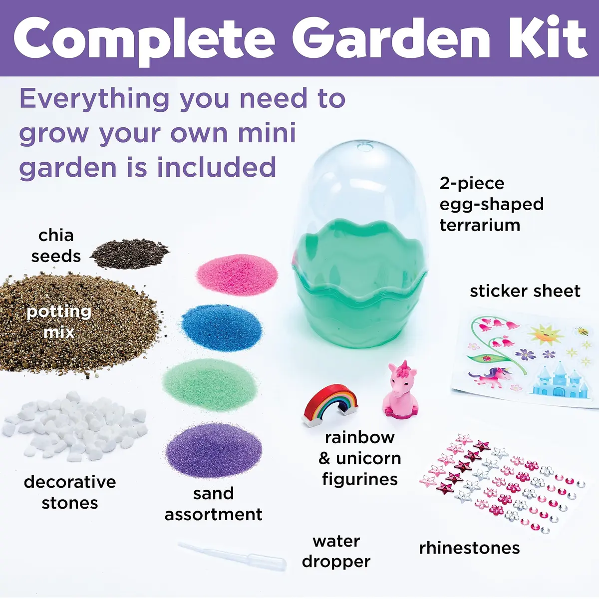 Creativity for Kids Unicorn Egg Terrarium Mini Garden Kit | 17.78 cm (7 in) h x 12.07 cm (4.75 in) w - view 5