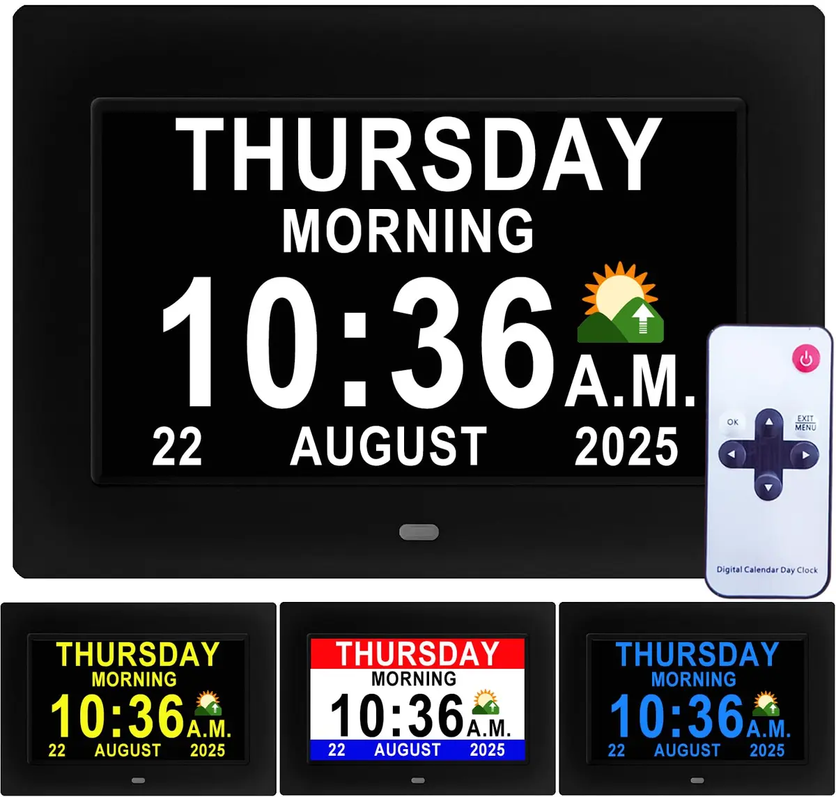 Véfaîî Digital Dementia Clock 7" Large Display Auto Dimmer 19 Alarms for Seniors - main product image