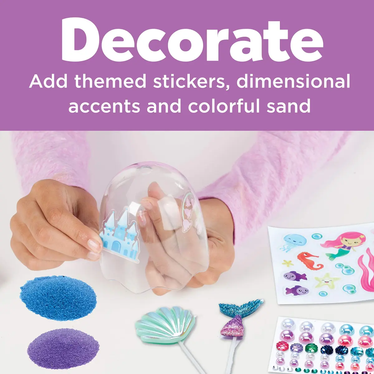 Creativity for Kids Mermaid Terrarium Kit | 17.9 cm (7 in) h x 7.6 cm (3 in) w | Fun STEAM Craft for Ages 6+ - view 2