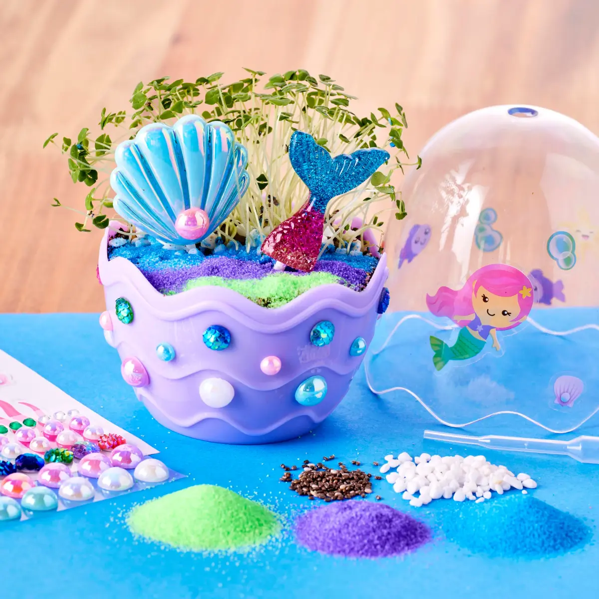 Creativity for Kids Mermaid Terrarium Kit | 17.9 cm (7 in) h x 7.6 cm (3 in) w | Fun STEAM Craft for Ages 6+ - view 3