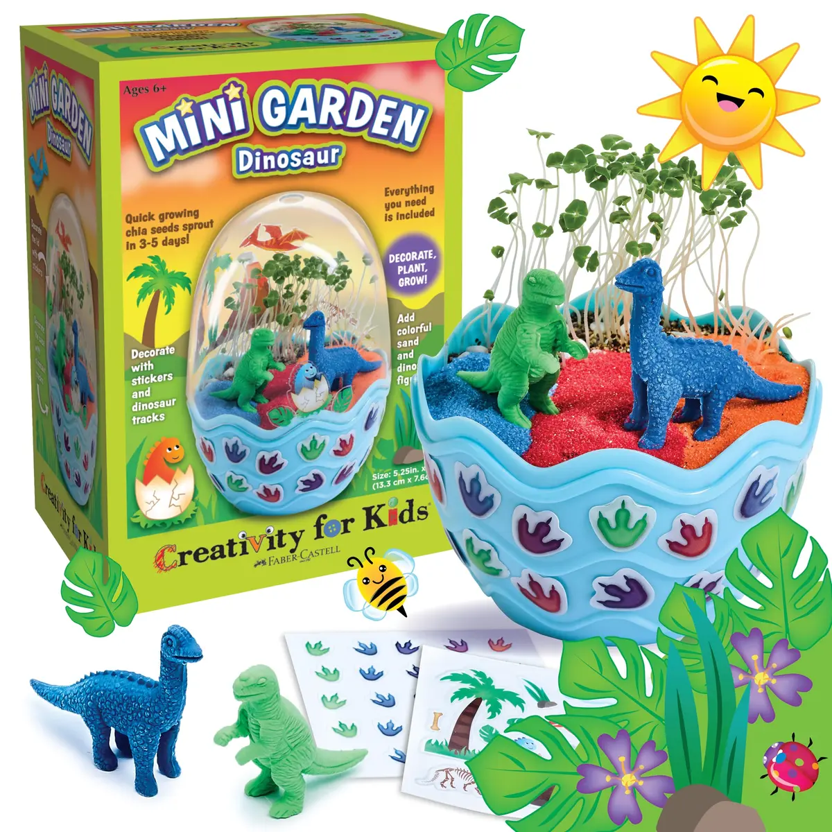 Creativity for Kids Mini Garden Dinosaur Egg Terrarium Kit 17.78cm (7" H) | Grow Your Own Prehistoric World - main product image