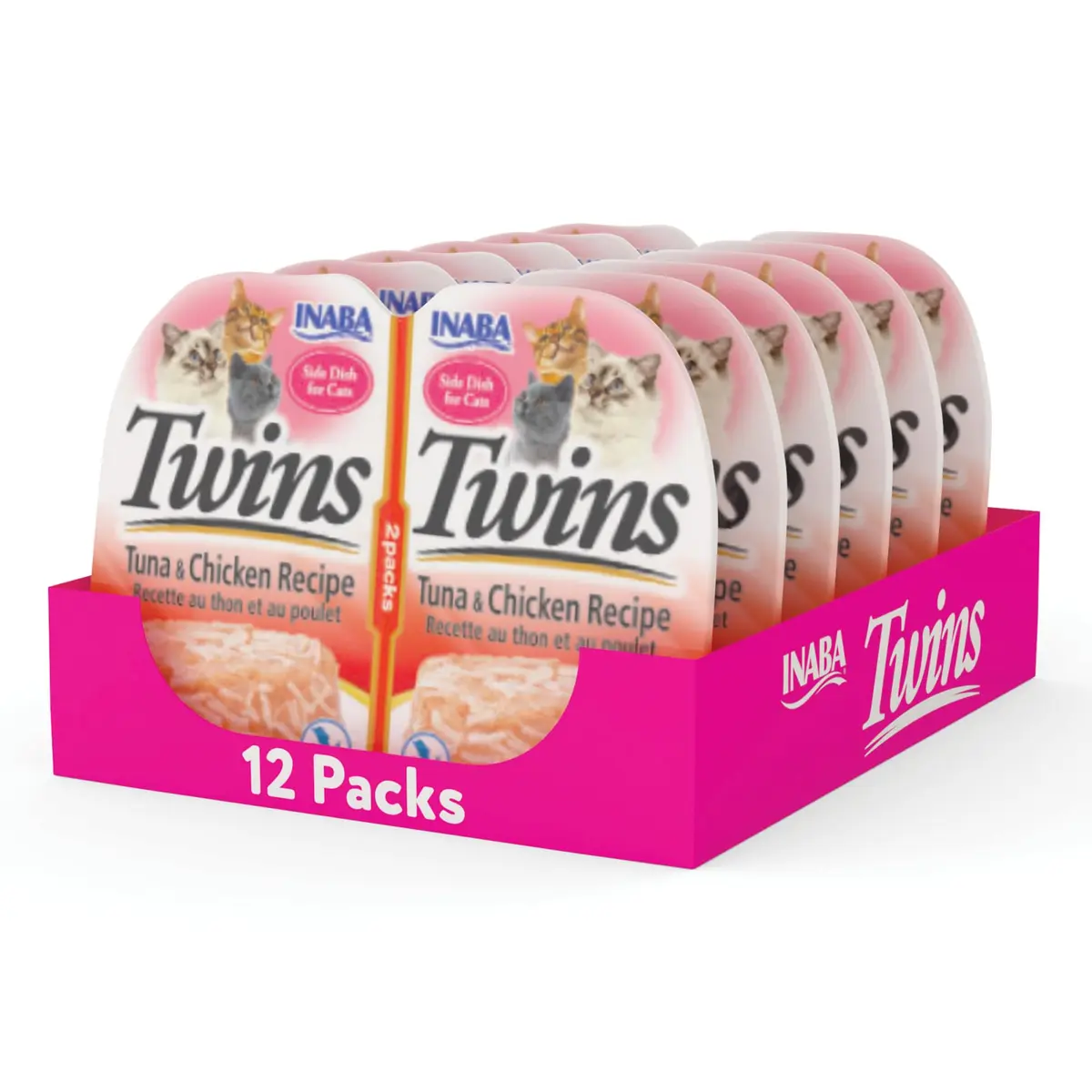 INABA Twins Wet Cat Treat Side Dish, Tuna Chicken Flavor, 12 Cups | High Moisture, Low Calorie, Grain-Free Cat Snacks - main product image