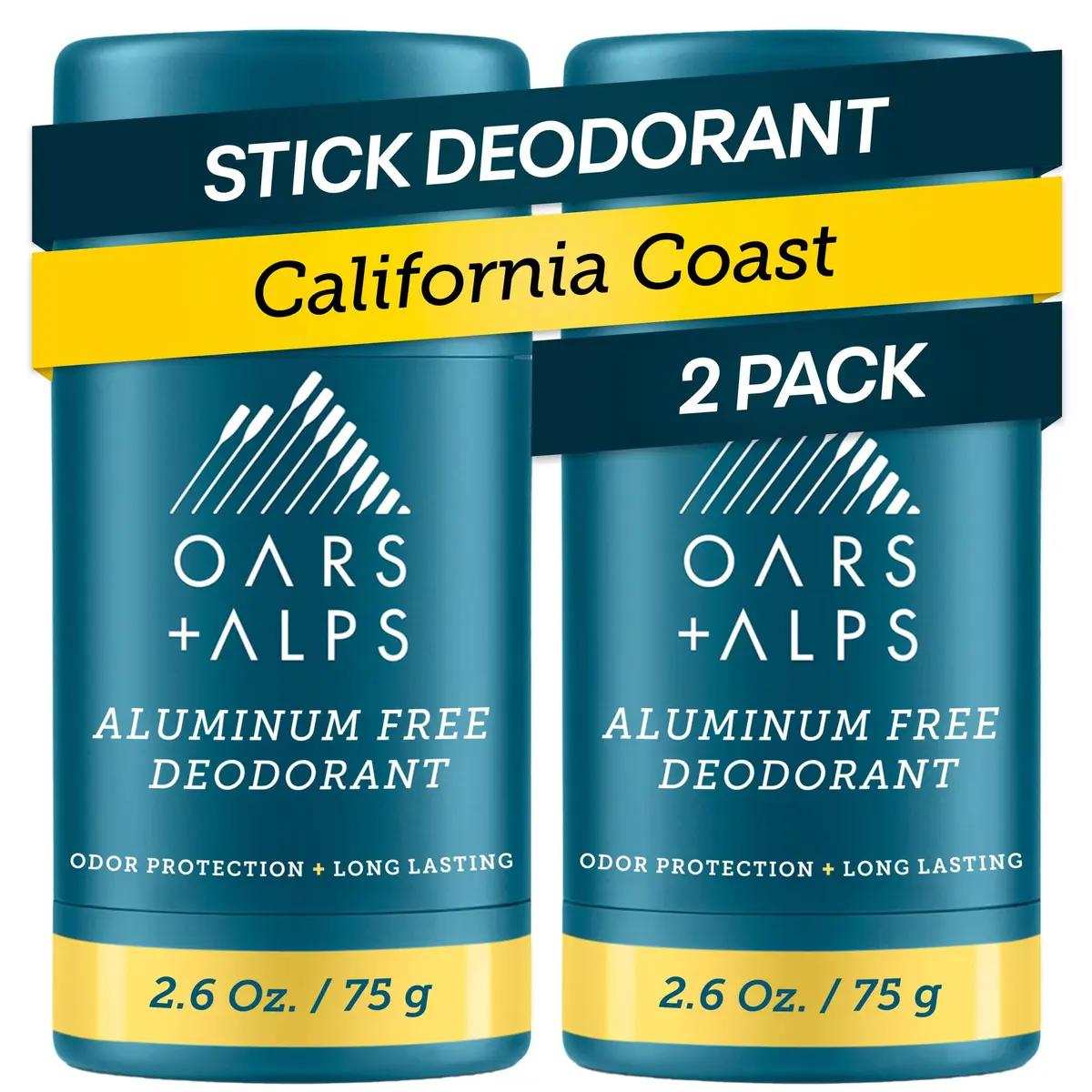 Oars + Alps Aluminum Free Deodorant Stick California Coast 5.2oz (2.6oz x 2) | Odor Protection Without Pit Stains - main product image