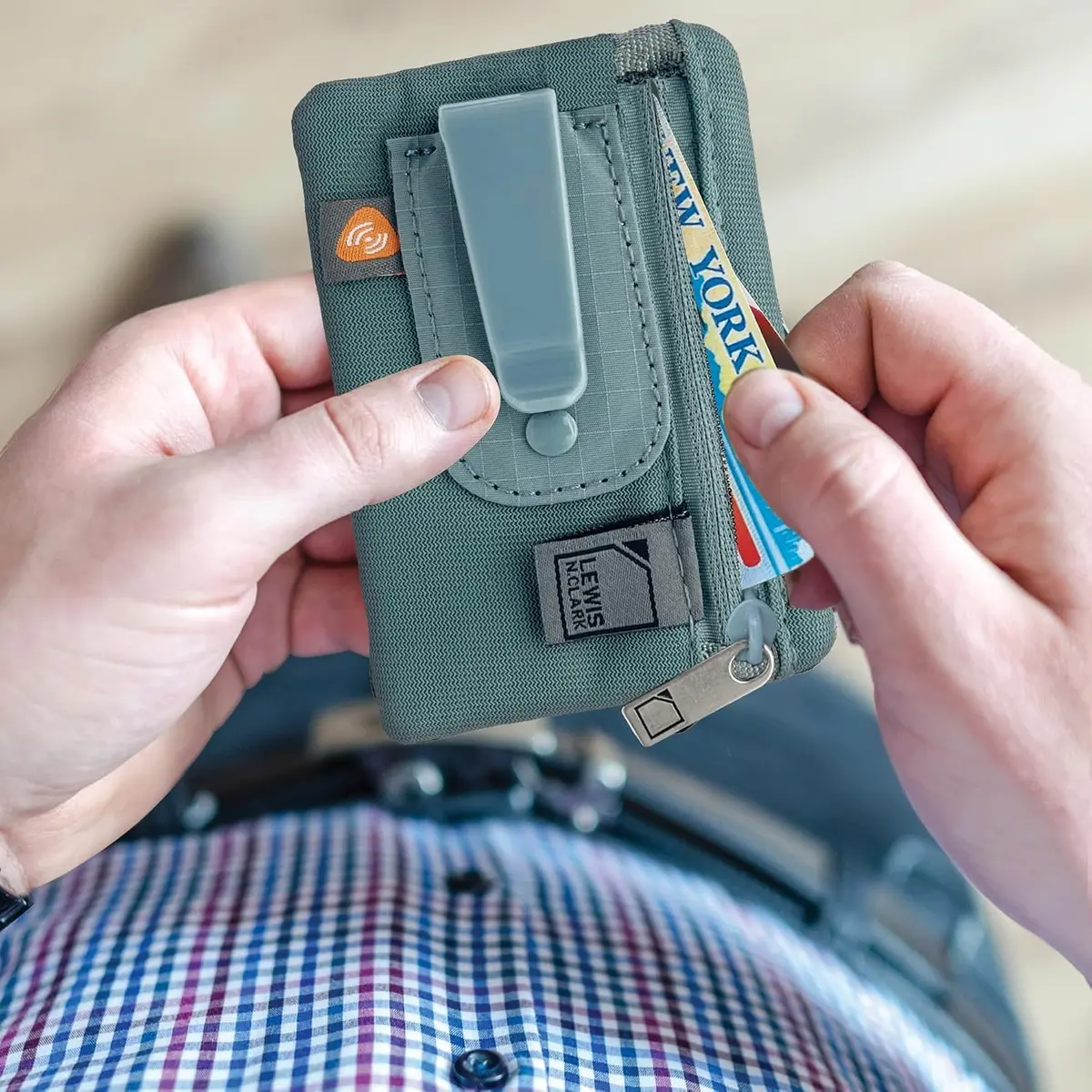 Lewis N. Clark RFID Blocking Hidden Clip Travel Money Belt, Seafoam Grey | Slim, Concealed & Sweat-Resistant - view 6