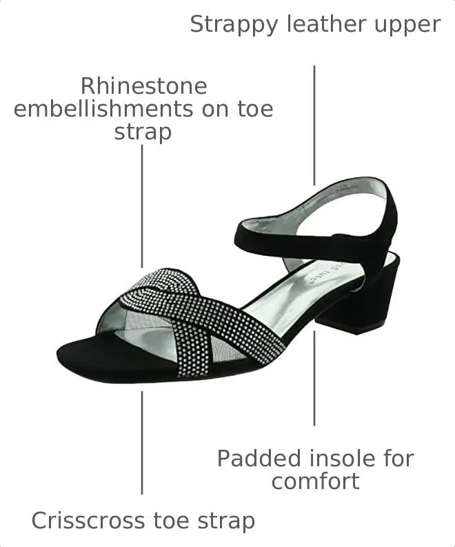 David Tate Rain Black Wedge Sandal 8.5 Wide | Satin & Rhinestone Slip-On (70-120c) - view 4
