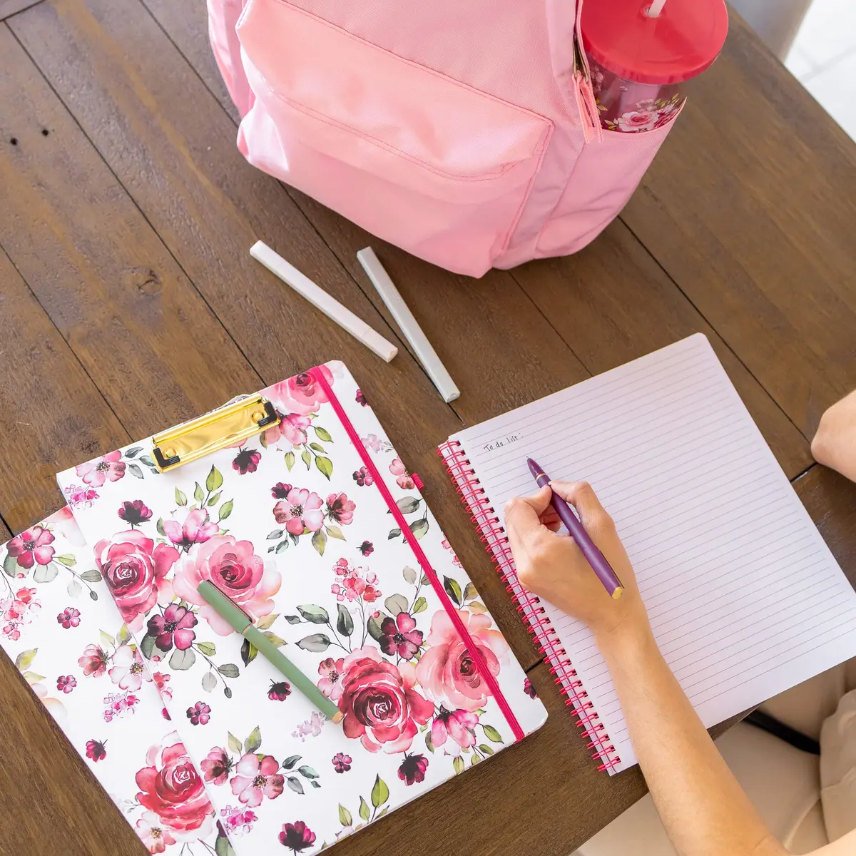 Steel Mill & Co. Clipboard Folio with Notepad, Rose Floral | Refillable, Trendy & Compact Organizer - view 5