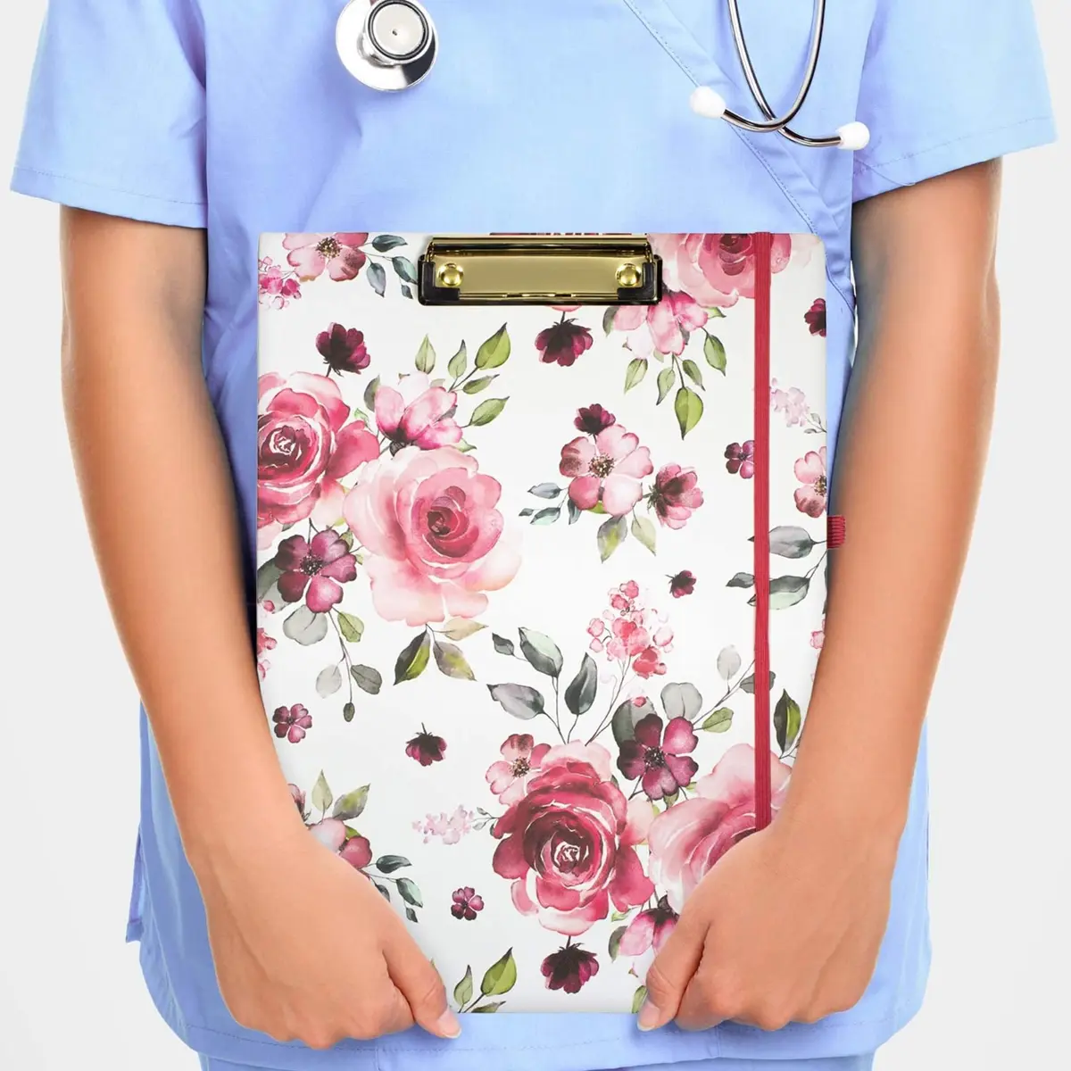 Steel Mill & Co. Clipboard Folio with Notepad, Rose Floral | Refillable, Trendy & Compact Organizer - view 6