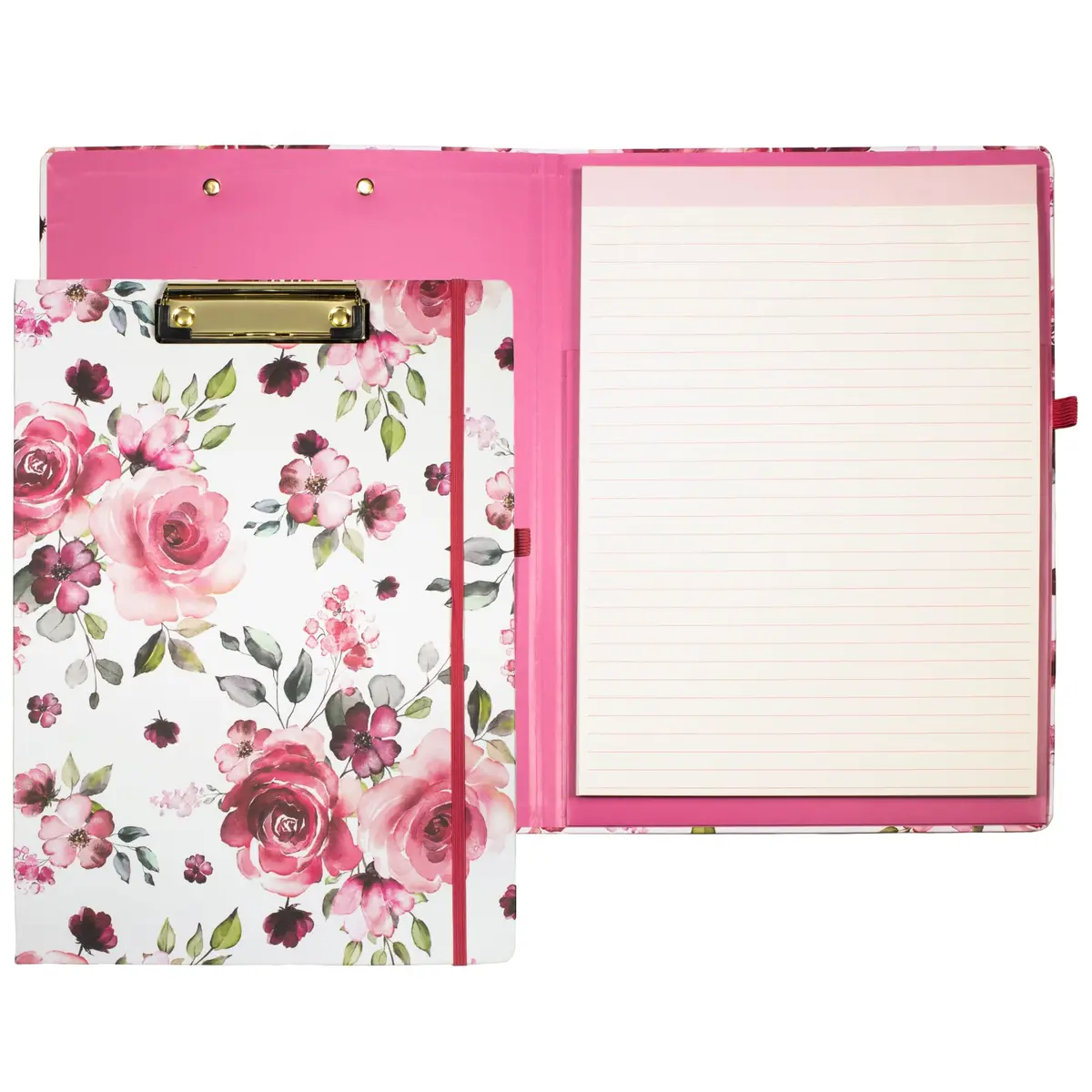 Steel Mill & Co. Clipboard Folio with Notepad, Rose Floral | Refillable, Trendy & Compact Organizer - view 3