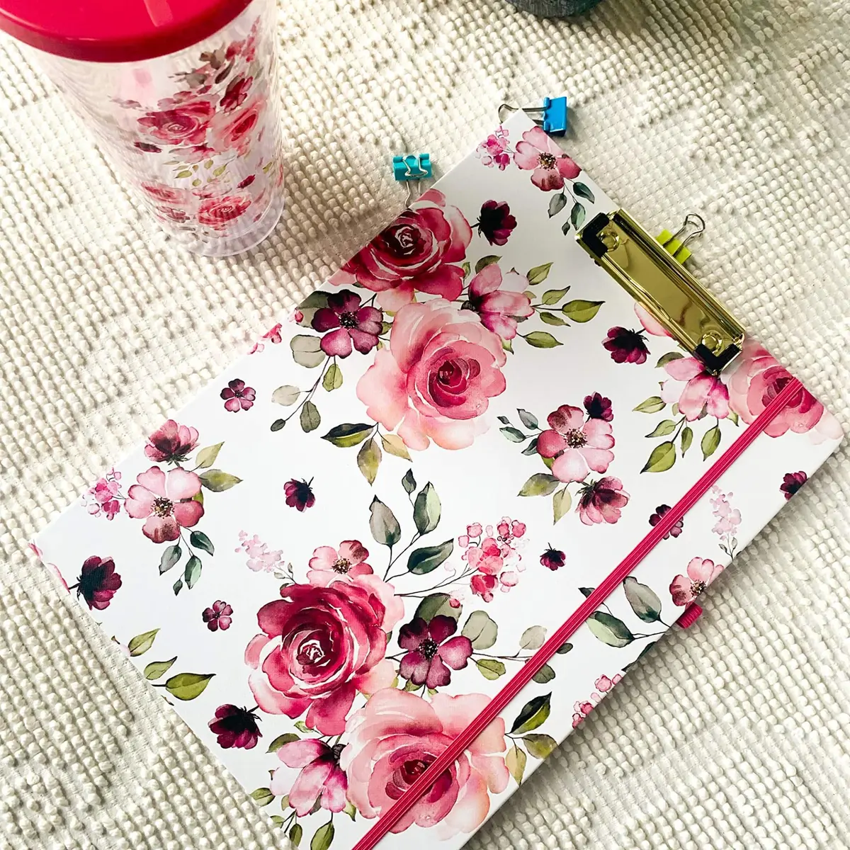 Steel Mill & Co. Clipboard Folio with Notepad, Rose Floral | Refillable, Trendy & Compact Organizer - view 4