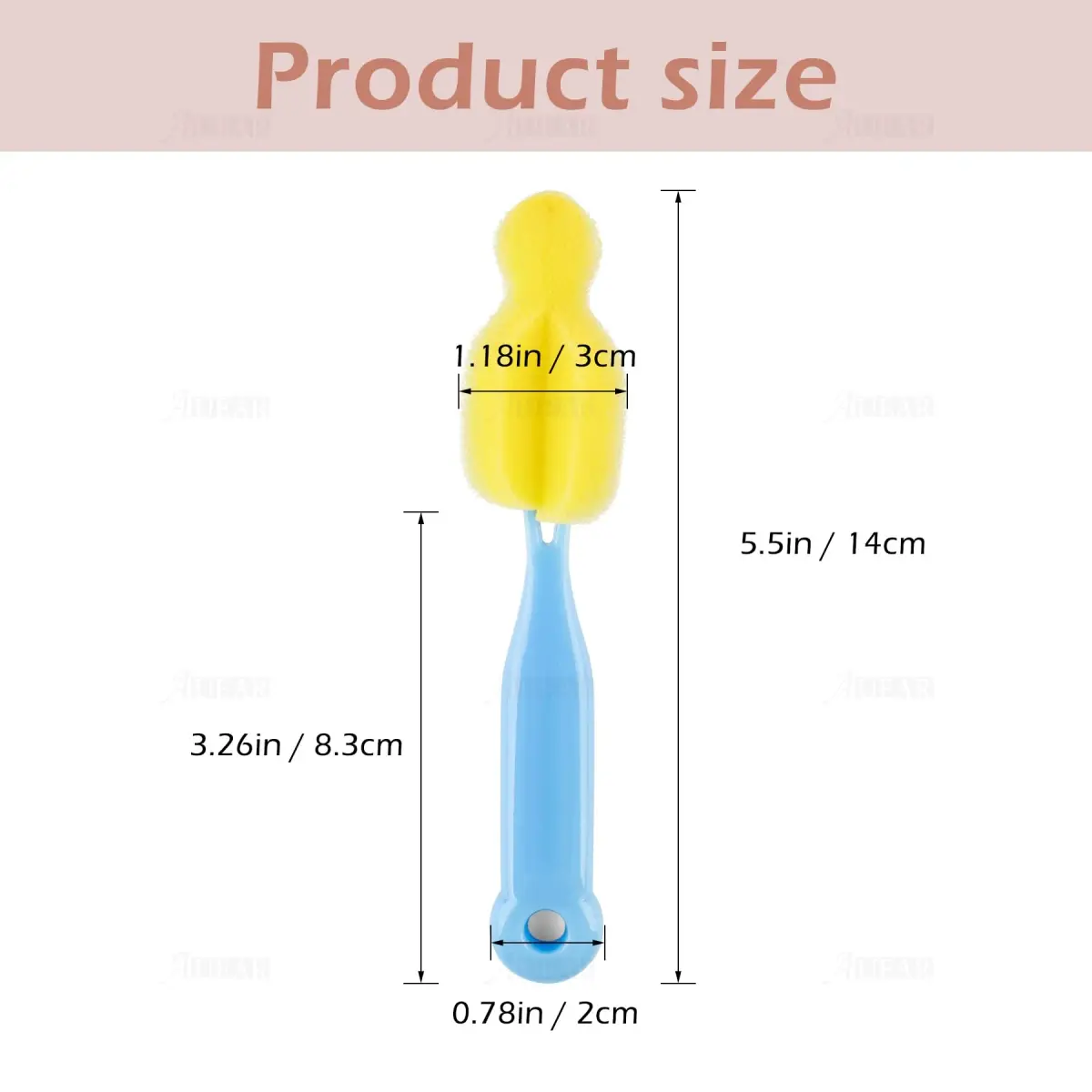 AUEAR Milk Bottle Nipple Brushes Pacifier Sponge Cleaning Set (8 Pcs, Blue/Pink/Yellow/Green) | Fits Standard Nipples - view 2