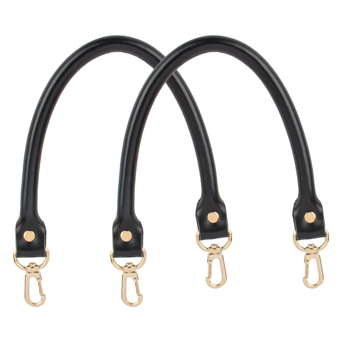 AUEAR Black Leather Purse Straps with Gold Buckles for Small Bags, 40cm (15.7 Inches) | 2-Pack Replacement Handles - main product image