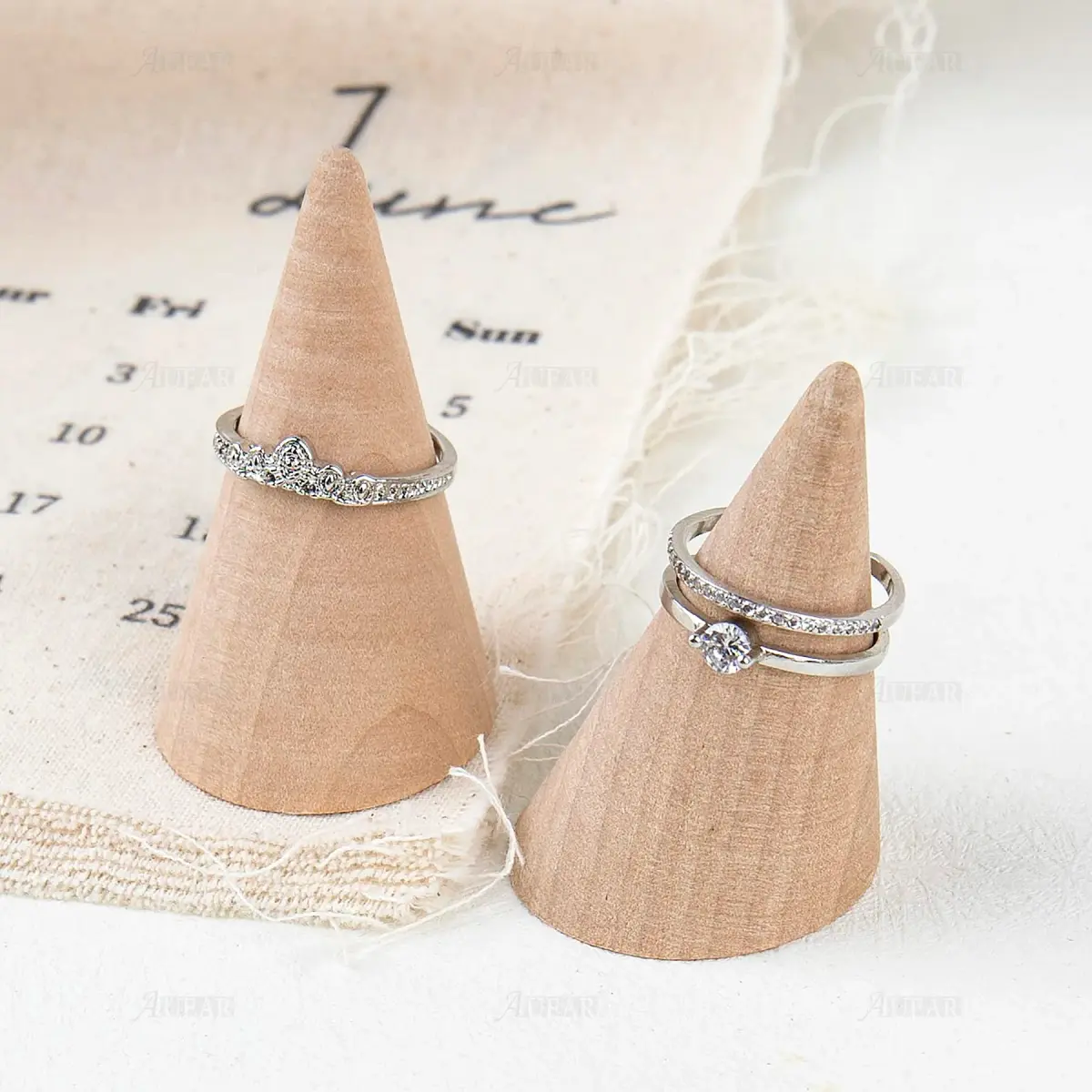 AUEAR Natural Wood Cone Ring Display Stand, 2.8cm (1.1") x 5.1cm (2") | 10-Pack Organizer for Jewelry Counters - view 3