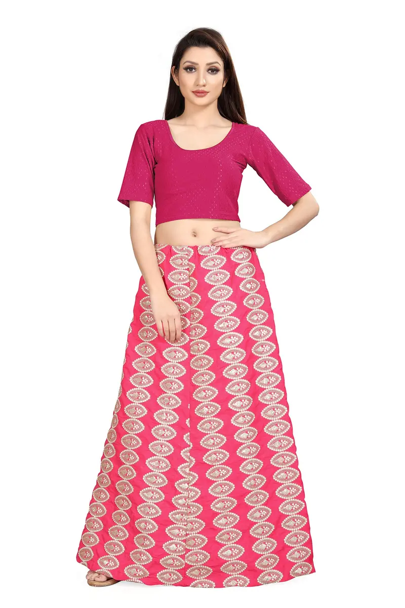 Fressia Fabrics Round Neck Pure Dobby Cotton Stretchable Elbow Sleeve Readymade Saree Blouse for Women Stylish (Ranipink, 38 inches) - view 5