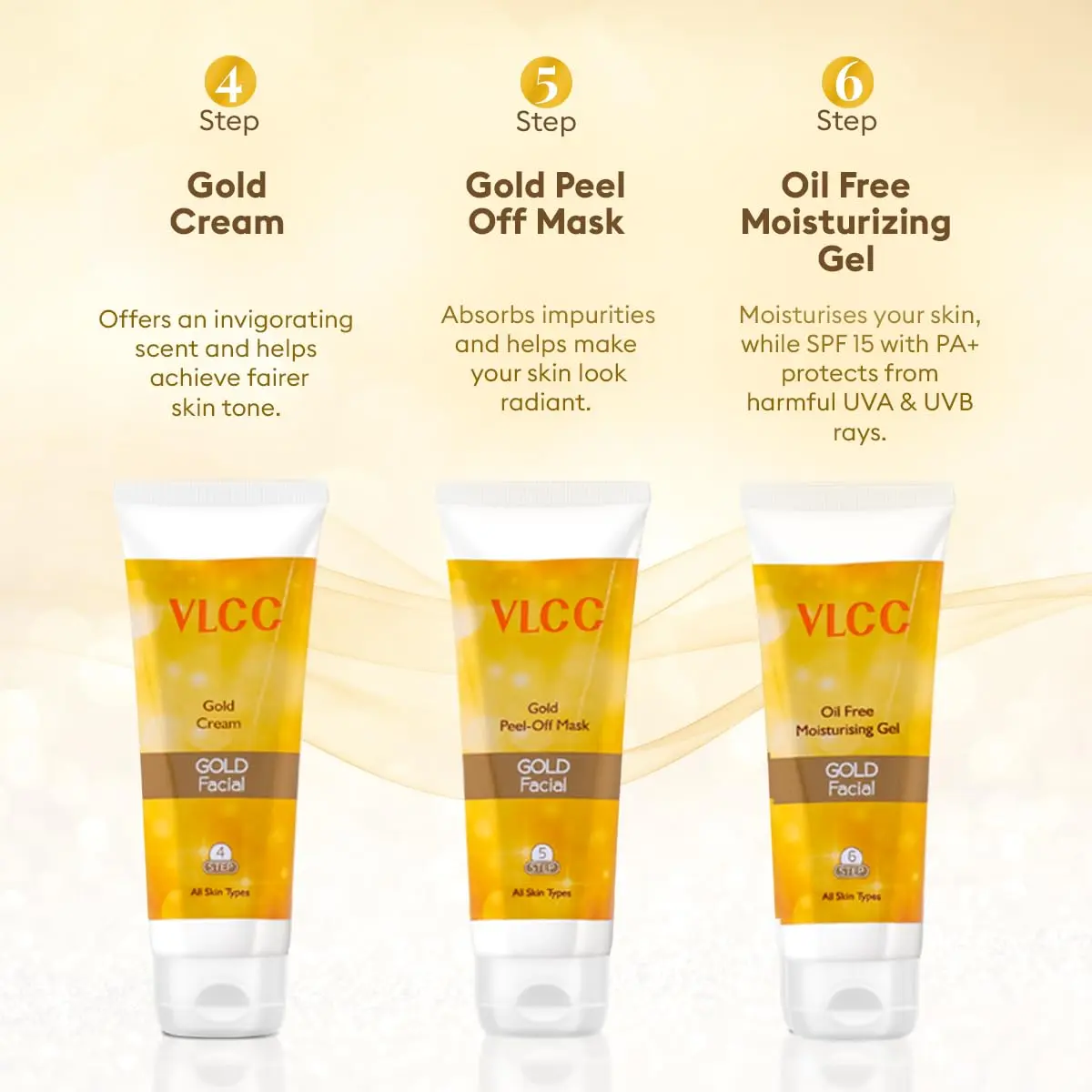 VLCC Gold Facial Kit + FREE Rose Water Toner 300gm (10.58 oz) + 100ml (3.38 Fl Oz) | Natural Glow Facial Kit - view 7
