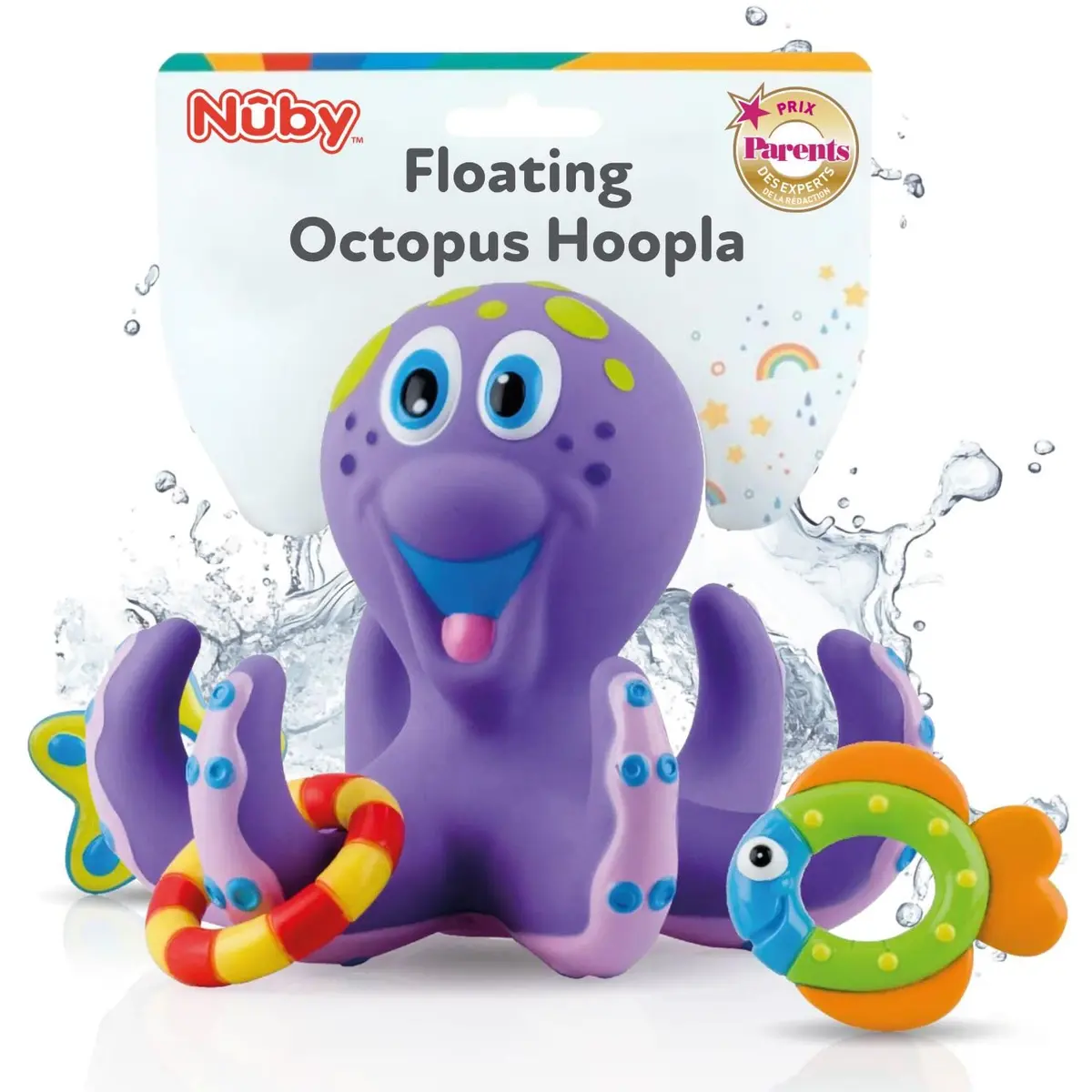 Nuby Floating Octopus with 3 Hoopla Rings Bath Toy | BPA-Free, Mold-Free Design for Toddlers 18+ Months - main product image