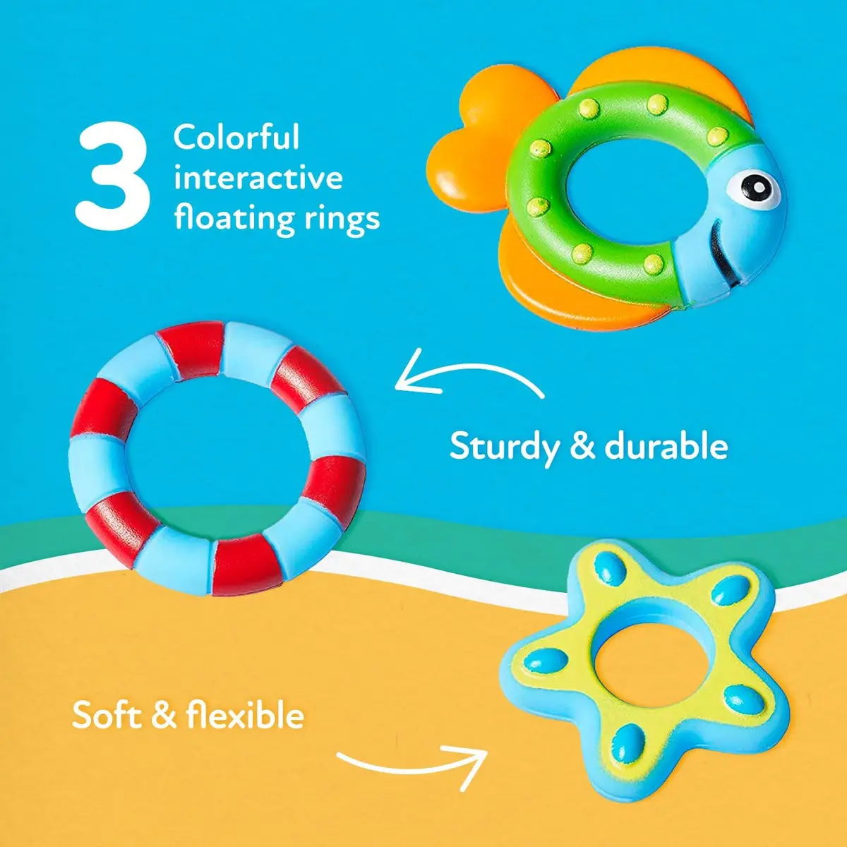 Nuby Floating Octopus with 3 Hoopla Rings Bath Toy | BPA-Free, Mold-Free Design for Toddlers 18+ Months - view 5