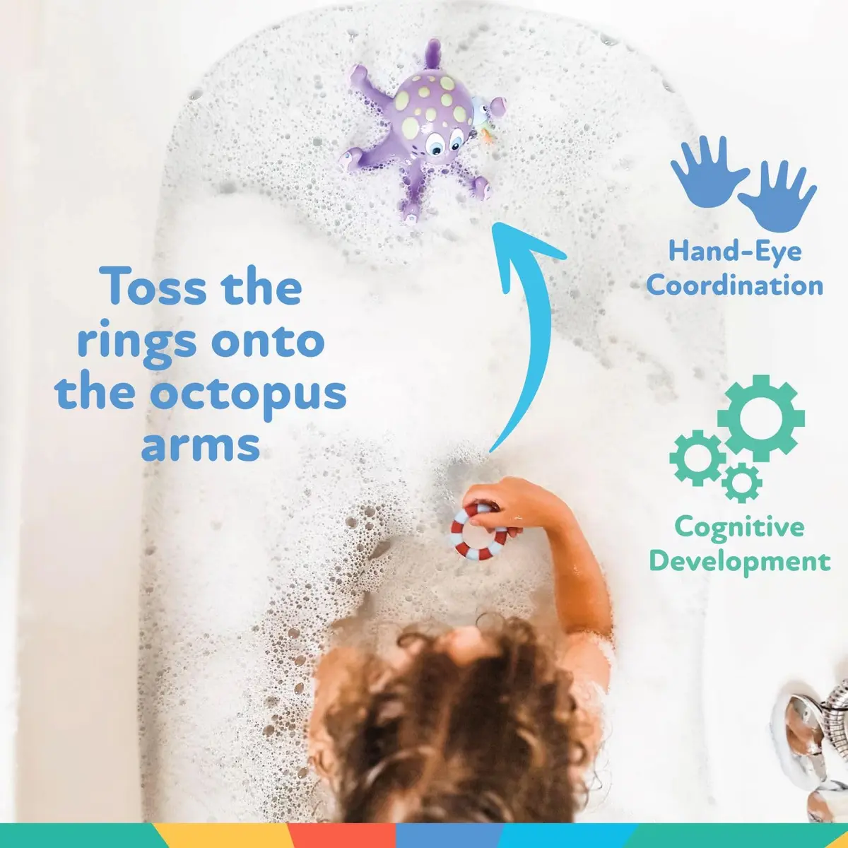 Nuby Floating Octopus with 3 Hoopla Rings Bath Toy | BPA-Free, Mold-Free Design for Toddlers 18+ Months - view 4