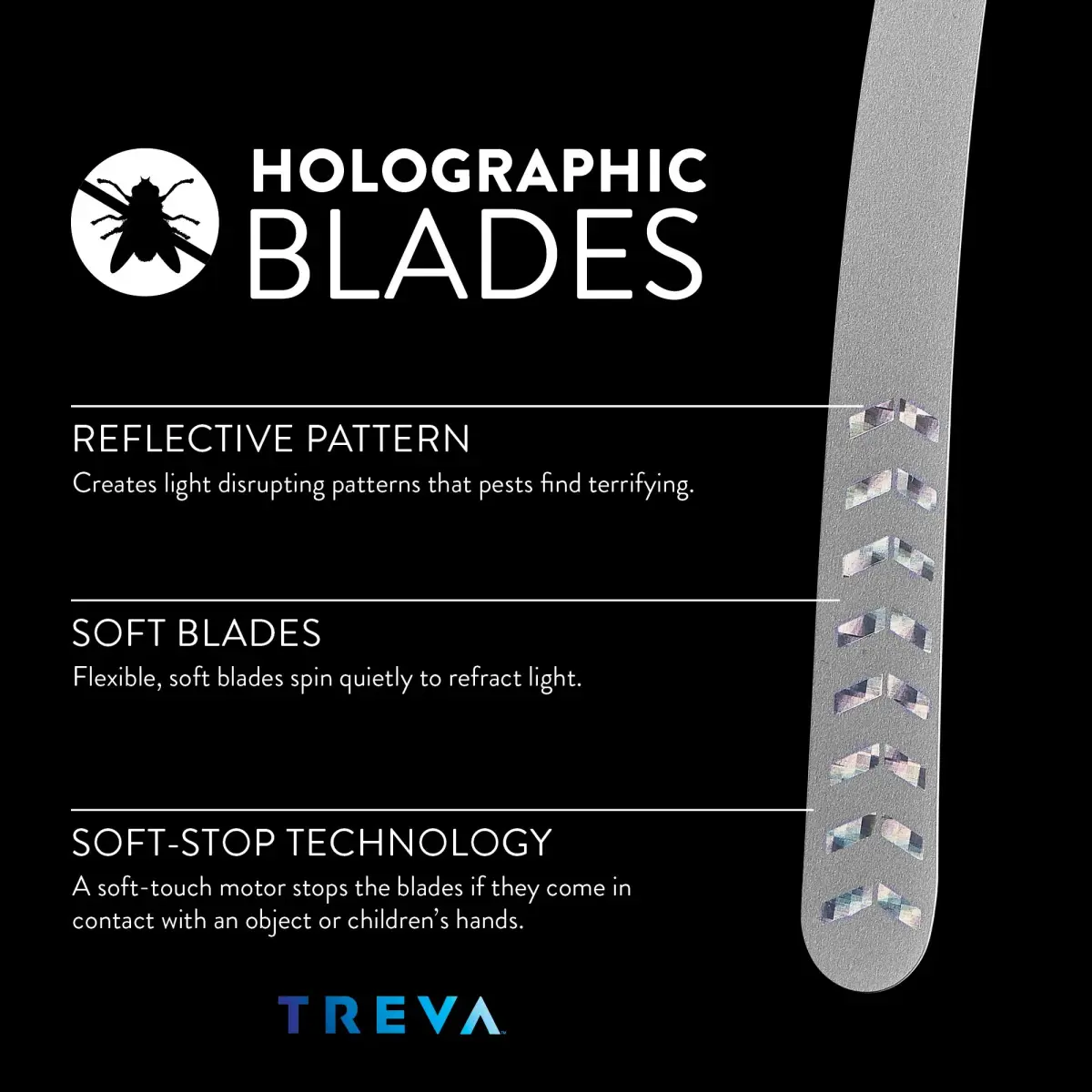 Treva Bug Fan Fly Deterrent with Holographic Blades Black | Battery Powered, 10-inch Height - view 3