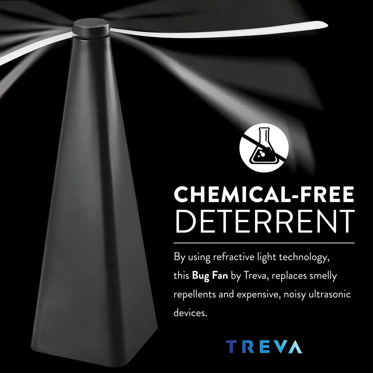 Treva Bug Fan Fly Deterrent with Holographic Blades Black | Battery Powered, 10-inch Height - view 4