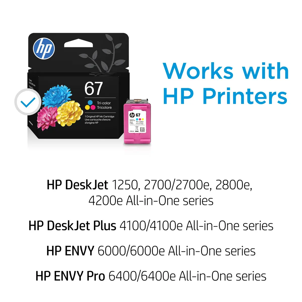 HP 67 Tri-Color Ink Cartridge | 100 Pages Yield | Compatible with DeskJet 1255, 2700, 4100 Series, Envy 6000, 6400 Series - view 3