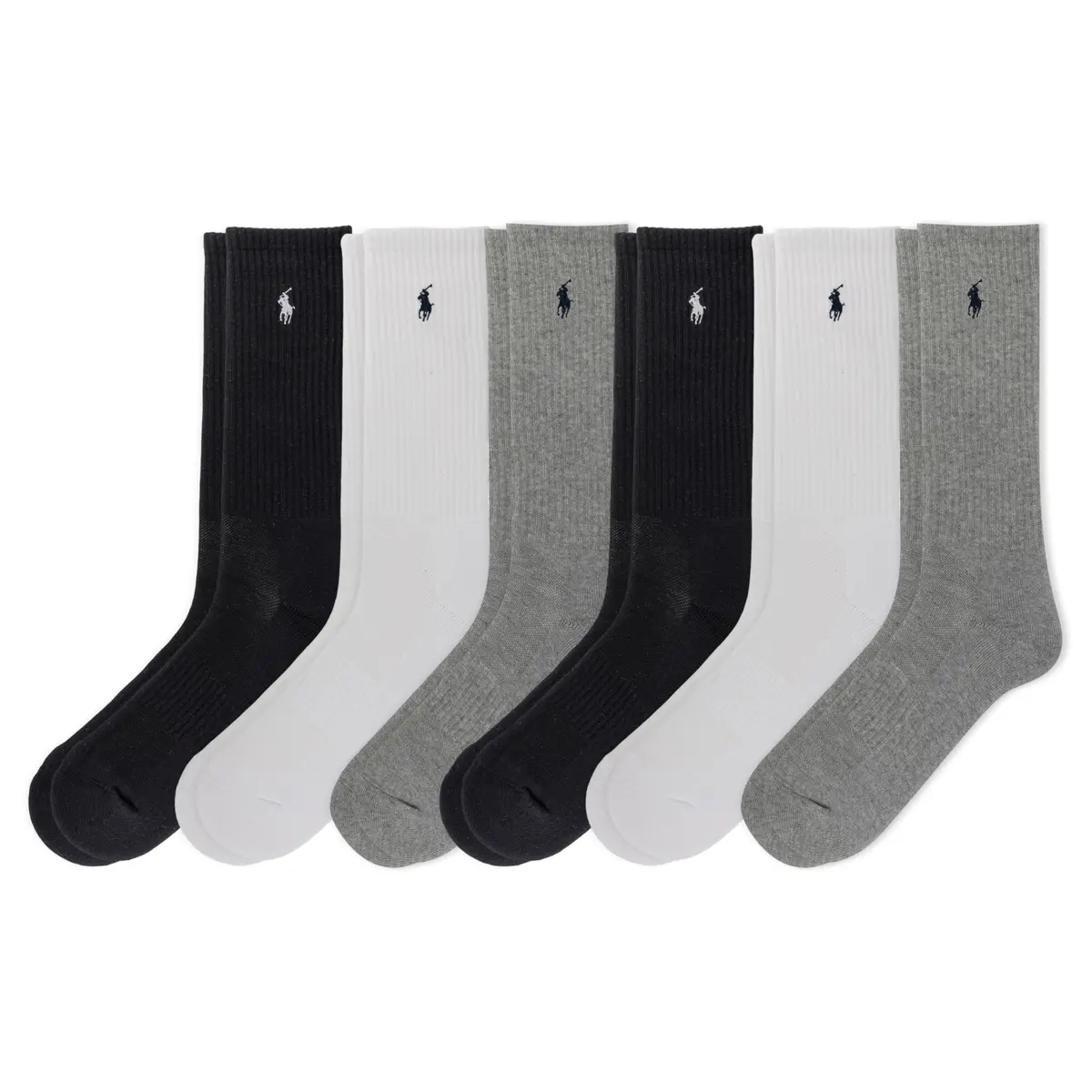 POLO RALPH LAUREN Men's Athletic Performance Cotton Crew Socks, 6 Pairs | Moisture-Wicking & Cushioned Fit - main product image