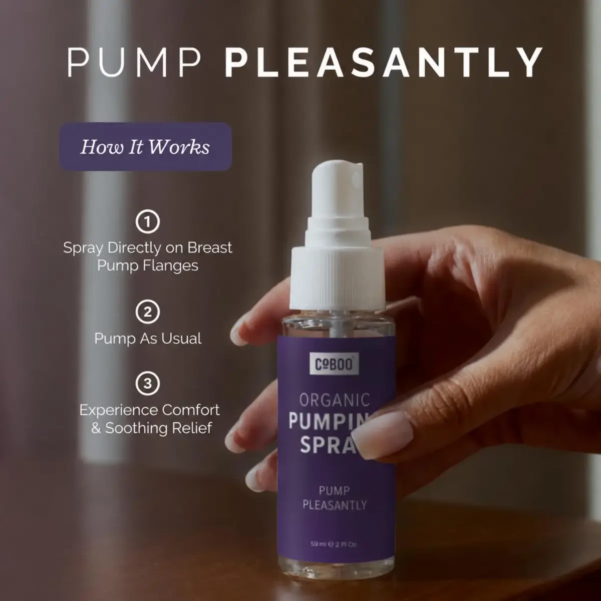 CoBoo Original Pumping Spray, Organic Breast Pump Lubricant 118ml (4 Fl Oz) | Helps Sore Nipples & Clogged Milk Ducts - view 5