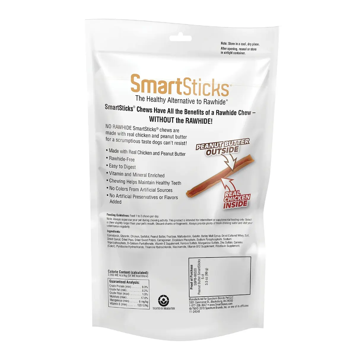 SmartBones SmartSticks Rawhide-Free Dog Treats Real Peanut Butter, 5 Count | Healthy, Digestible Chew for Dogs - view 2