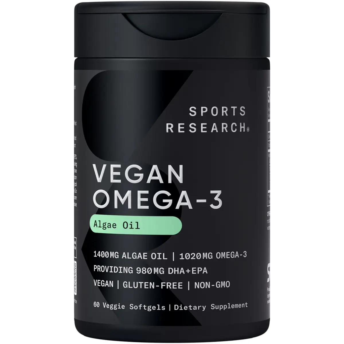 Sports Research Vegan Omega-3 Algae Oil 1020mg 60 Count Plantgels™ | 630mg DHA+EPA Per Serving - main product image