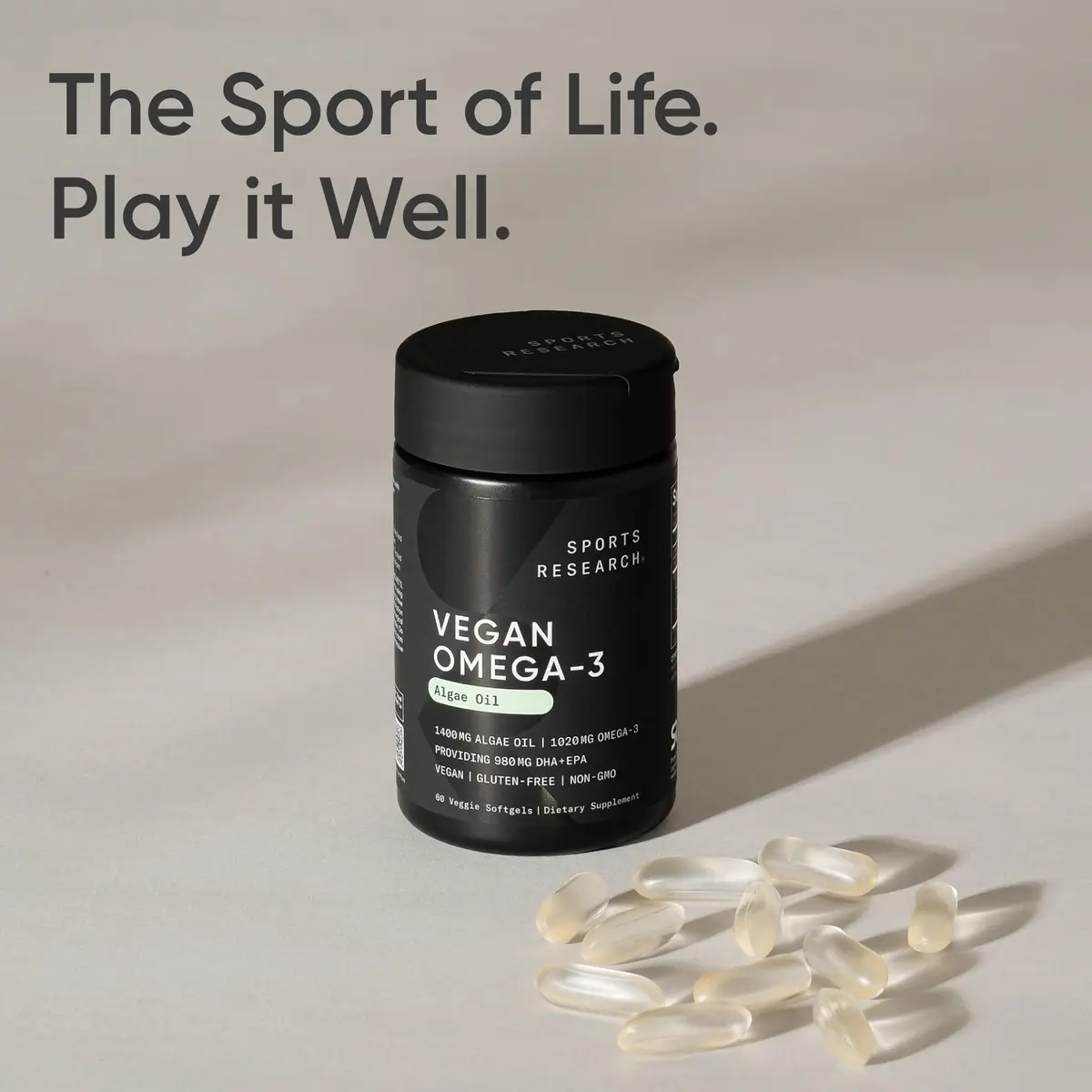 Sports Research Vegan Omega-3 Algae Oil 1020mg 60 Count Plantgels™ | 630mg DHA+EPA Per Serving - view 8
