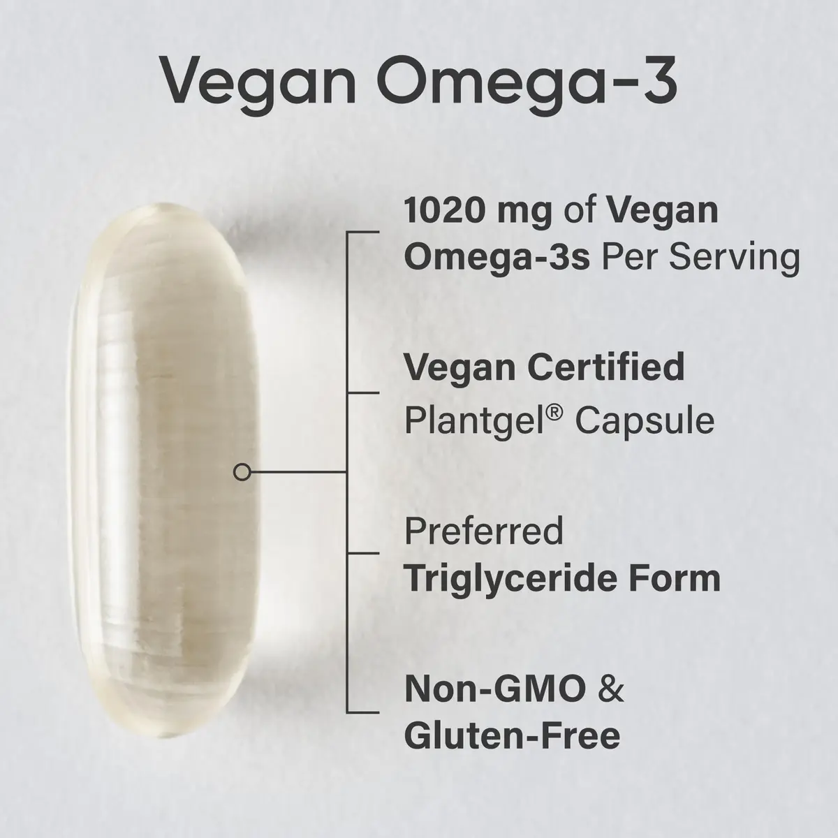 Sports Research Vegan Omega-3 Algae Oil 1020mg 60 Count Plantgels™ | 630mg DHA+EPA Per Serving - view 2