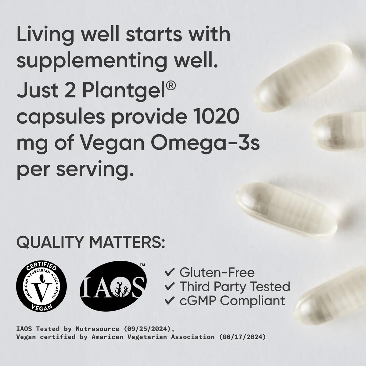 Sports Research Vegan Omega-3 Algae Oil 1020mg 60 Count Plantgels™ | 630mg DHA+EPA Per Serving - view 4