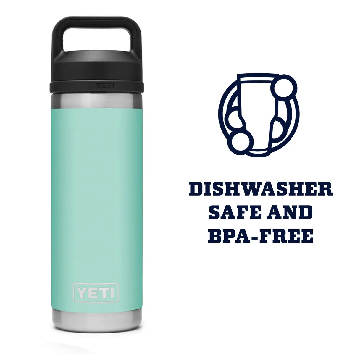 YETI Rambler 18 oz Bottle Vacuum Insulated Stainless Steel with Chug Cap Seafoam | Keeps Water Cold or Coffee Hot - view 5