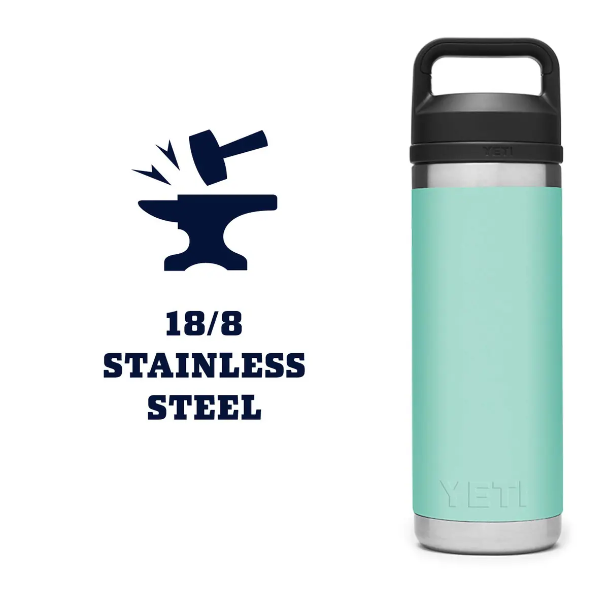 YETI Rambler 18 oz Bottle Vacuum Insulated Stainless Steel with Chug Cap Seafoam | Keeps Water Cold or Coffee Hot - view 6