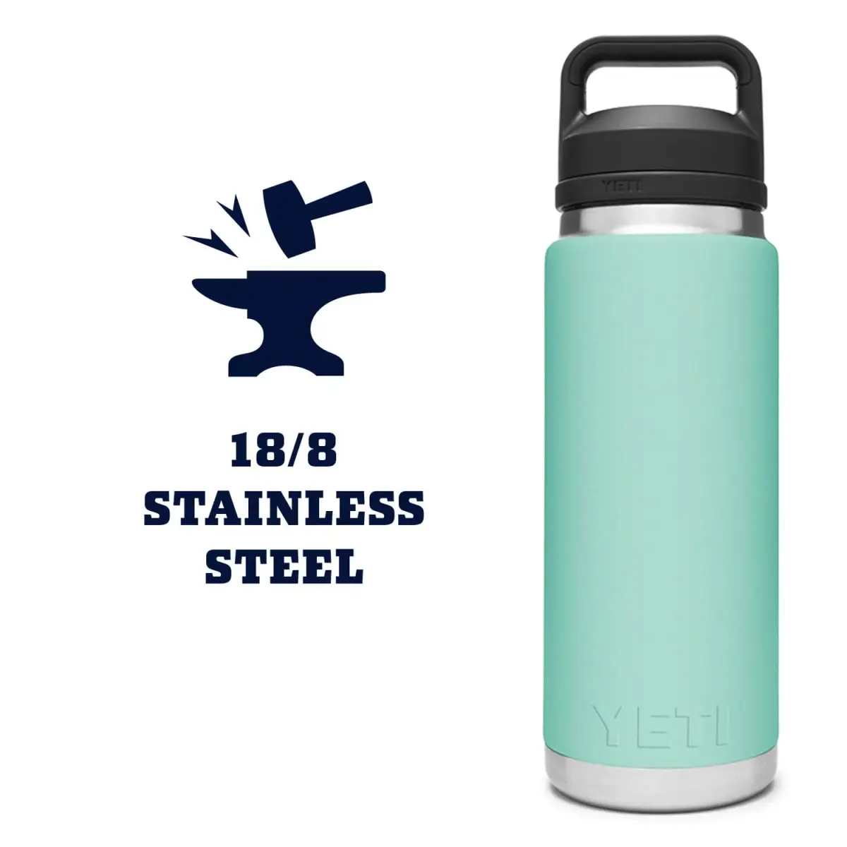 YETI Rambler 26 oz Bottle, Vacuum Insulated, Stainless Steel with Chug Cap, Seafoam | 750ml (26 oz) - view 6