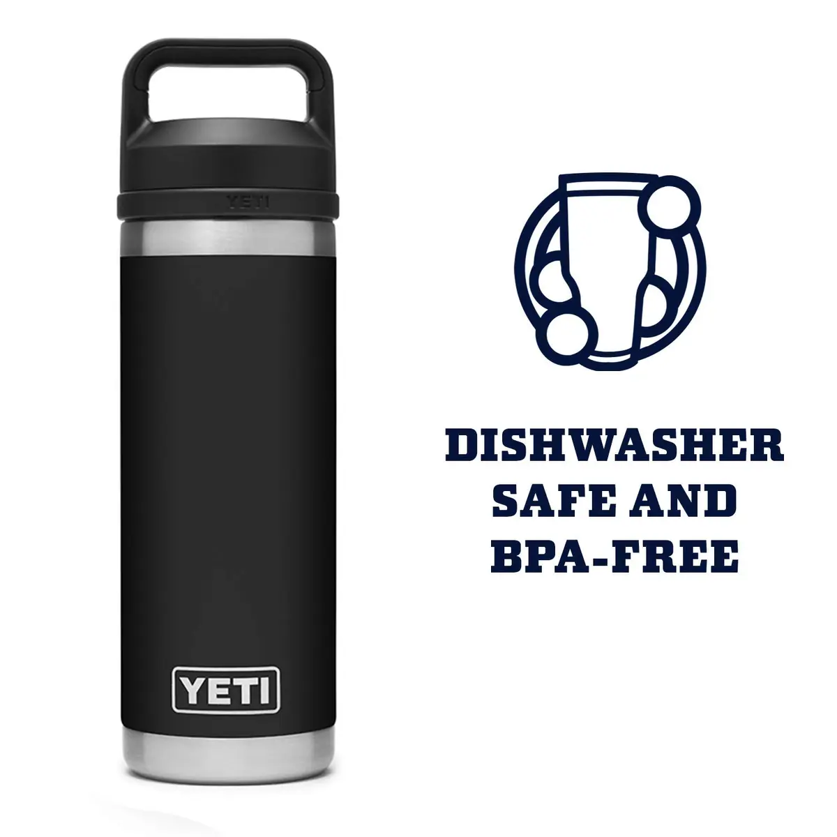 YETI Rambler 18 oz Bottle Vacuum Insulated Stainless Steel with Chug Cap, Black | Keeps Water Cold or Coffee Hot - view 5
