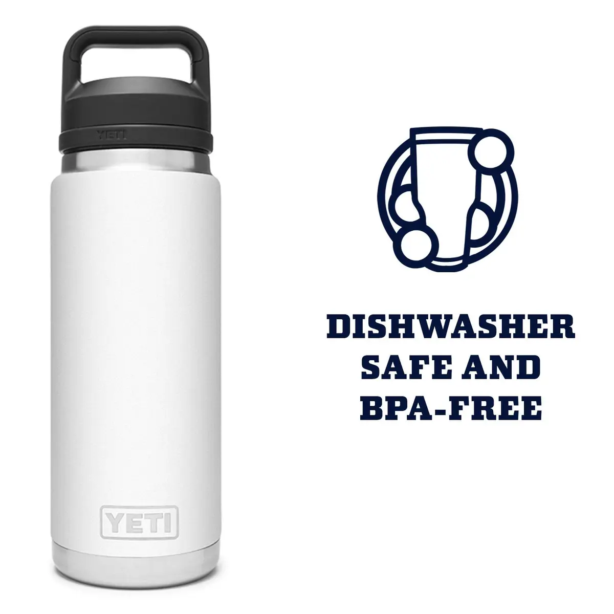 YETI Rambler 26 oz Bottle Vacuum Insulated Stainless Steel with Chug Cap, White - view 5