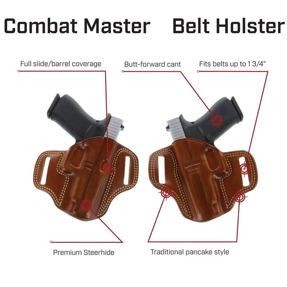 Galco Combat Master Leather Belt Holster, Ruger SP101 3in/Kimber K6S, Right Hand, Tan, CM318 | Concealed Carry, Pancake Design - view 5