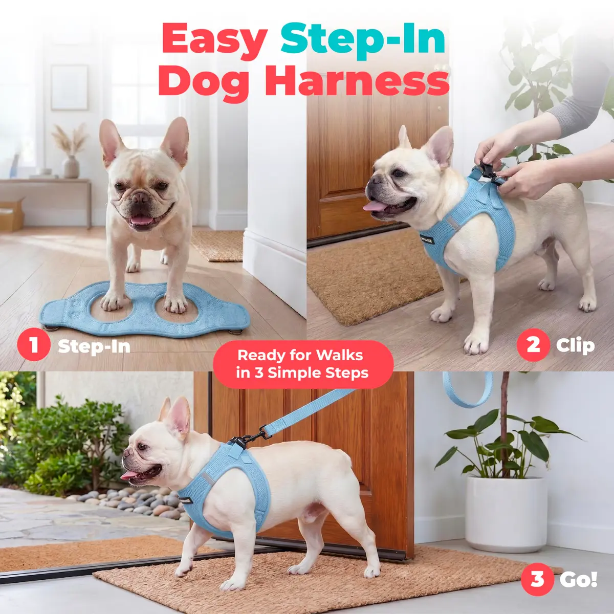 Best Pet Supplies Voyager Step-in Air Dog Vest Harness - Baby Blue, XXX-Small | Breathable Mesh, Reflective Bands, Secure Fit - view 3