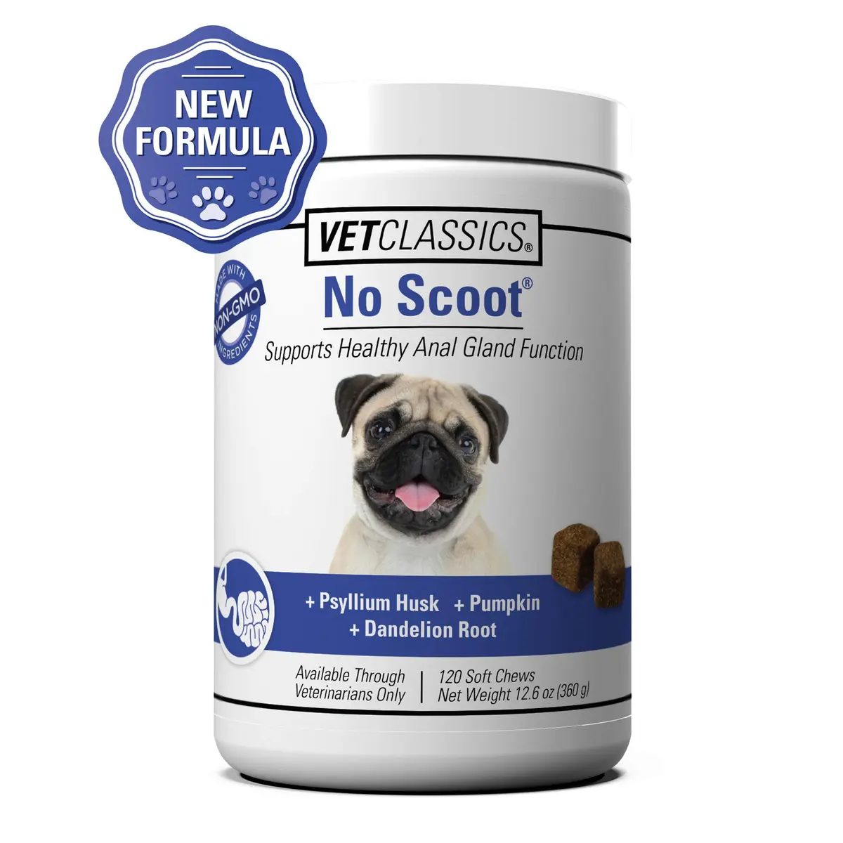 Vet Classics No Scoot for Dogs - 120 Soft Chews | Supports Anal Gland & Bowel Function - main product image