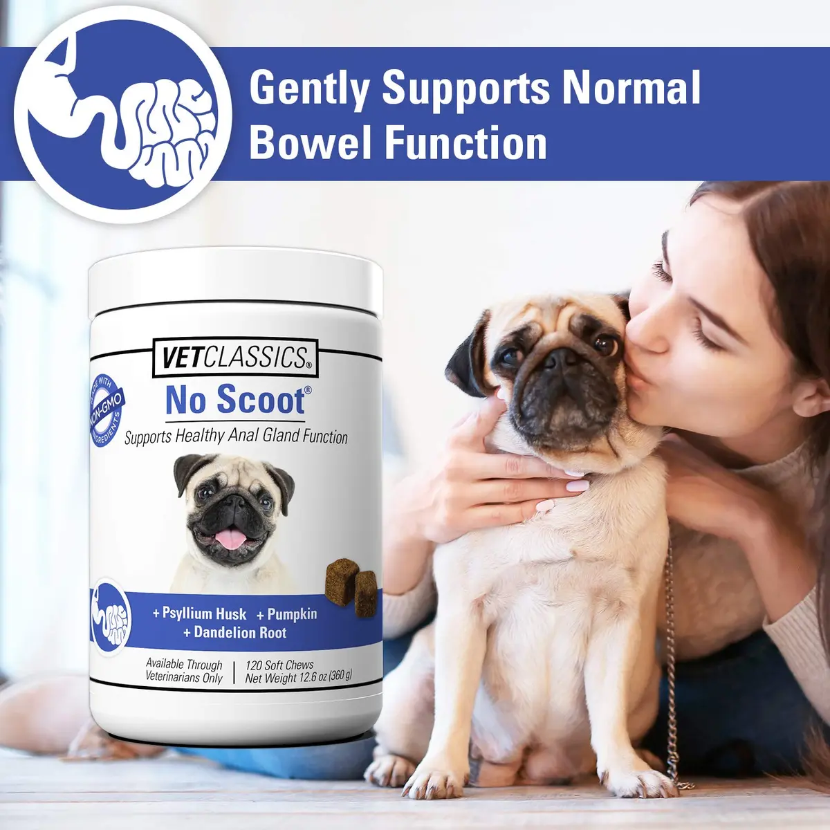 Vet Classics No Scoot for Dogs - 120 Soft Chews | Supports Anal Gland & Bowel Function - view 3