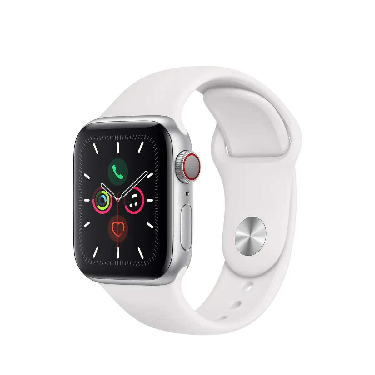 Apple Watch Series 5 GPS + Cellular 40MM Silver Aluminum with White Sport Band | Always-On Retina Display - main product image