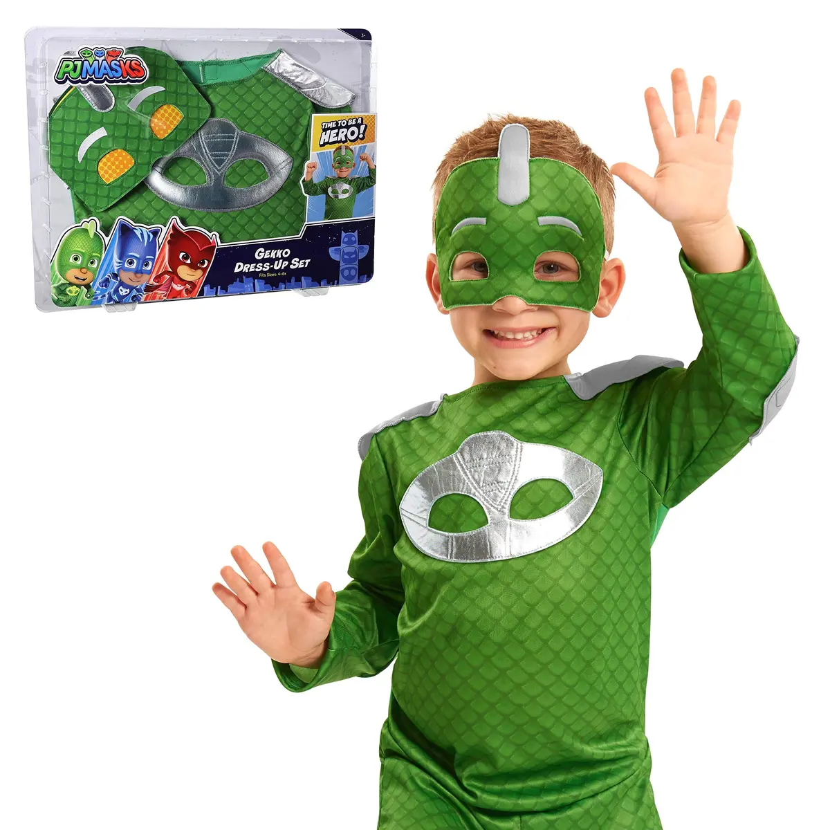 PJ Masks Turbo Blast Gekko Dress Up Set with Soft Mask, Size 4-6X, Green | Kids Toys for Ages 3 Up - main product image