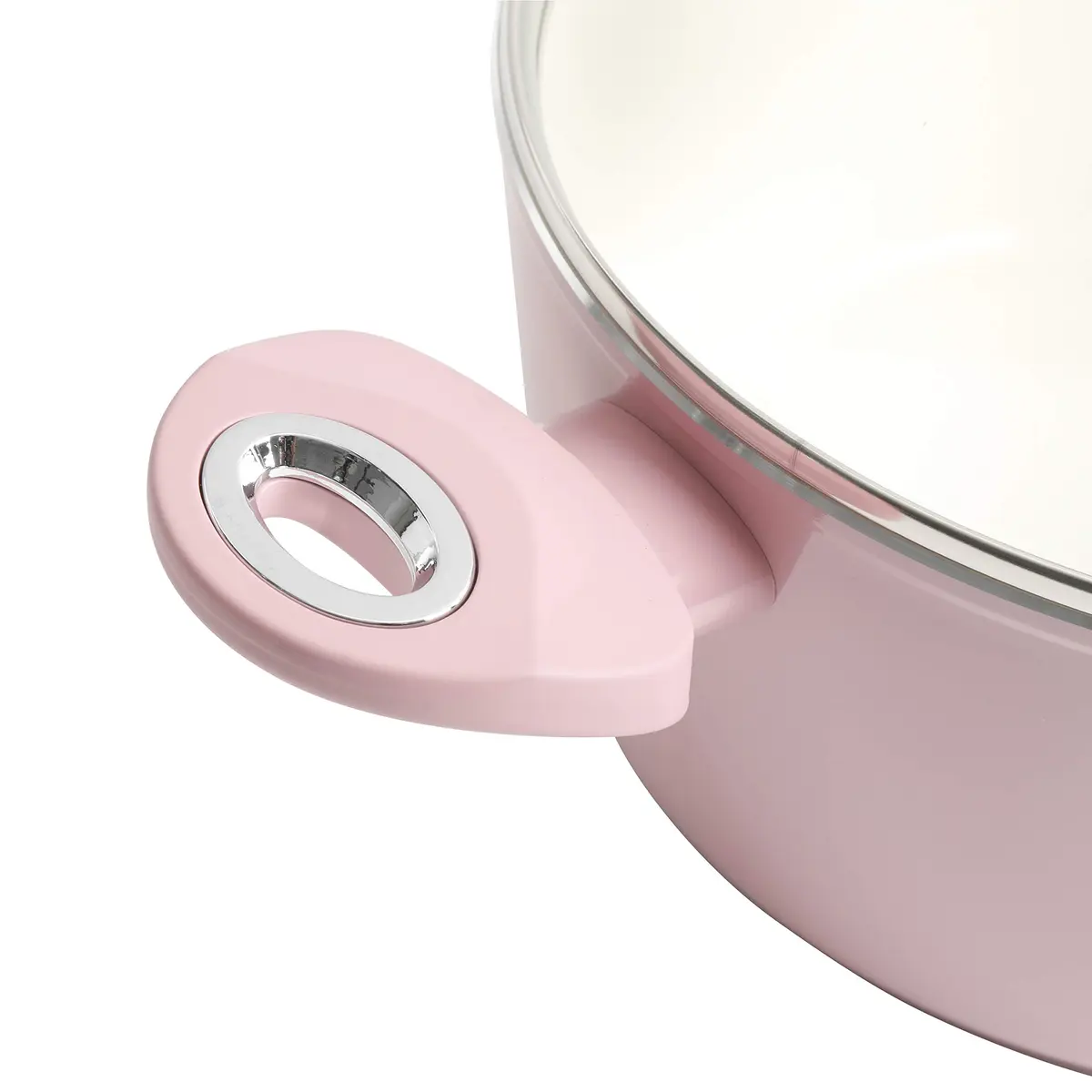 Gibson Home Plaza Café Forged Aluminum Ceramic Cookware Set with Glass Lids, 7-Piece Set, Lavender Rose | Induction Compatible - view 3