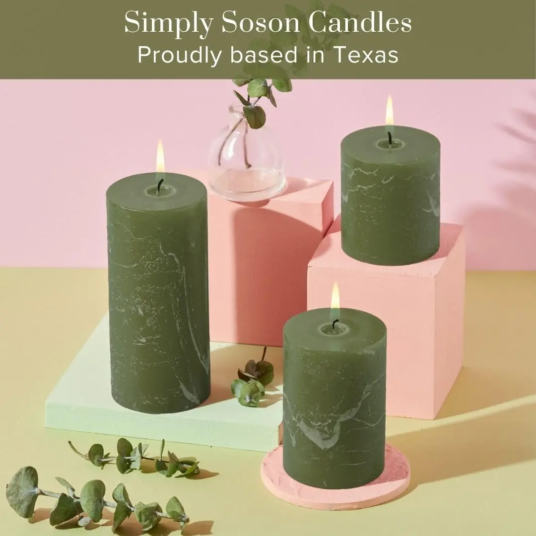 Simply Soson Dark Moss Green Pillar Candles 3x3 | Unscented, No Drip, Elegant Decor - view 4